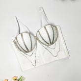 Original Strass Kette Perlen Tube Top Taille Kurze Stäbchen Korsett Oberbekleidung Unterwäsche