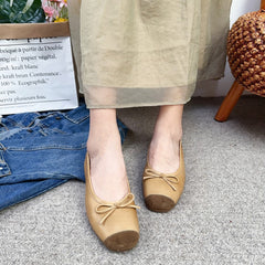 Flache Schuhe mit Schleife und runder Spitze für Damen
