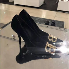 Pointed High Black Suede Stiletto