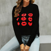 Peach Tidal Surge Emotion Sweater Love Pullover Lip Contrast Color Loose Sweater
