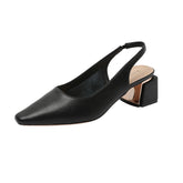 Women's Genuine Closed Toe Summer Square Chunky