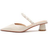 Women's Closed Toe Chunky Pointed Front Bag Heels