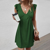 V-Ausschnitt-Kleid, lockeres, lässiges, ärmelloses Westenkleid