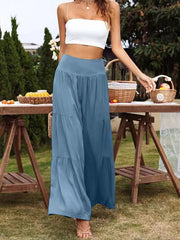 Pantalon ample décontracté en coton et lin à jambe large et taille haute