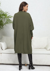 Mantel Loose Lazy Love Stickers Woven Sweater Doppeltasche Laternenärmel Pullover Cardigan