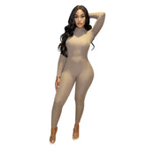 Tight Threaded Tight Long Sleeve Jumpsuit