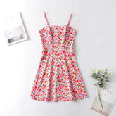 Suspender Floral Printed Waist-Controlled Slimming Cami Dress Short