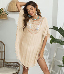 Ruffled Dress HCrocheting Stitching Tassel Beach Beach Cover Up