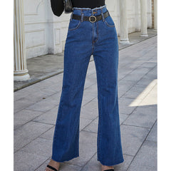 Trendy High Waist Slimming All Matching Stretch Flared Denim Trousers