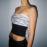 Solid Color Basic All Matching Tube Top Short Type Small Vest Lace Strap Two Piece Top