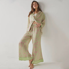 Long Sleeved Trousers Casual Loose Pajamas Two Piece Set Heart Printing Homewear