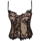 Corset à fines baleines avec bretelles et dentelle moulante à la taille, sans soutien-gorge, peut être porté à l'extérieur d'une chemise en maille