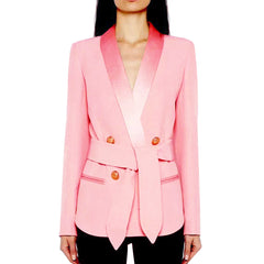Star Blazer Metal Lion Head Buckle Double Breasted Small Blazers