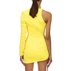 Niche – Unregelmäßiges, asymmetrisches, plissiertes Kleid mit einem Ärmel