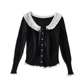 Strickjacke mit süßer Stickerei und laminierter Dekoration