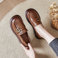 Women's Genuine Spring Flat Pumps Round Toe