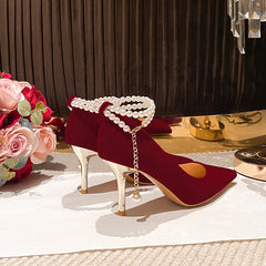 Women's Red High Stiletto Bridal Chinese Wedding