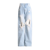 Pantalon droit taille haute déchiré BrJeans