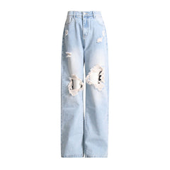 Pantalon droit taille haute déchiré BrJeans