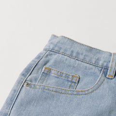 Pantalon taille haute en jean à jambes larges, pantalon droit à découpes et à perles en diamant