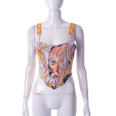 Bedrucktes Camisole-Top mit Spaghettiträgern und trendiger Taille