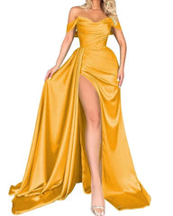 Cocktailkleid mit hohem Schlitz und schulterfreiem, schlankmachendem Party-Abendkleid