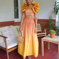 Rüschen Farbverlauf Rock Set