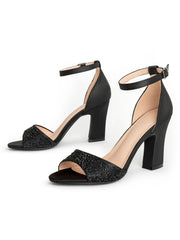 Sandales à talons hauts avec bride à la cheville et strass