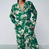 Nachthemd mit Aufdruck, Pyjamahose, zweiteiliges Set, Kontrastfarbe, elegante Hauskleidung, kann draußen getragen werden