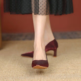 Escarpins à talons hauts et épais faits main pour femmes, bout carré