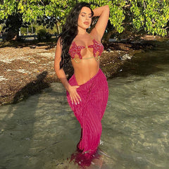 Sources Wave Pattern Ruffled Tied Cropped Skirt