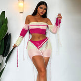 Set aus gestricktem Tube-Top mit Cut-Outs und hoher Taille sowie Hüftshorts