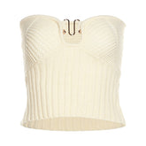 Knitted Hollow Out Cutout Sleeveless Solid Color Slim Fit Casual Shirt