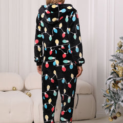 round Neck Home Casual Comfortable Can Be Worn outside Thermal Flannel Christmas Jumpsuit