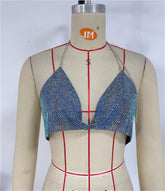 Inner Wear Nightclub Slim Backless Metal Rhinestone Camisole