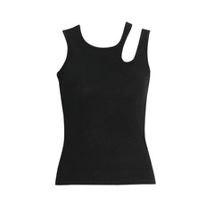 Knitted Vest Niche round Neck Hollow Out Hollow Out Cutout out Sleeveless Inner Match Top