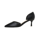 Women's Pattern Glossy Commuter Career Interview Hollow Heels