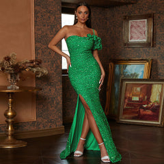 Sleeveless Elegant Long Sequined Backless Evening Dress Bridesmaid Dress