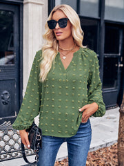 Casual Long Sleeve V neck Loose Top