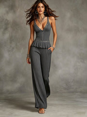 Ruffled Slim Vest Stitching Suit