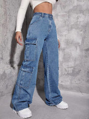 Wind Workwear Jeanshose mit Balgtaschen und mehreren Taschen, gerades Bein
