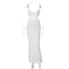 Backless Hollow Out Cutout Out Maxi Dress Strap Slim Dress