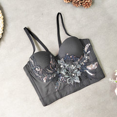 Embroidery Beads Small Sling Solid Color Stretch Elegant Tube Top Boning Corset Boning Corset Top