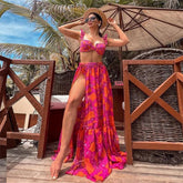 Push-up-Bikini, hohe Taille, Bikini, geteilter Badeanzug, Chiffonkleid