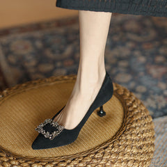 Boucles d'oreilles à strass noires style déesse pour femme