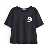 Lässiges, all-matching vorne hinten bedrucktes Kurzarm-T-Shirt mit Rundhalsausschnitt und Grafik Halloween
