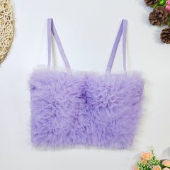 Classic Ruffled Spaghetti Straps Vest Short Tight Boning Corset with Chest Pad Waist Shaping Rainbow Lace Tube Top