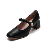 Women's Square Toe Vintage Mary Jane Spring Shallow Mouth