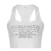 Babies Simple Letter Graphic Printed Square Collar Camisole Knitted Tight Square Collar Chest Flattering Base Ride Top