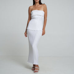 Solid Color Suit Tube Top Top Skirt Two Piece